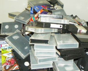 Stack of VHS Tapes Family memories are growing old.